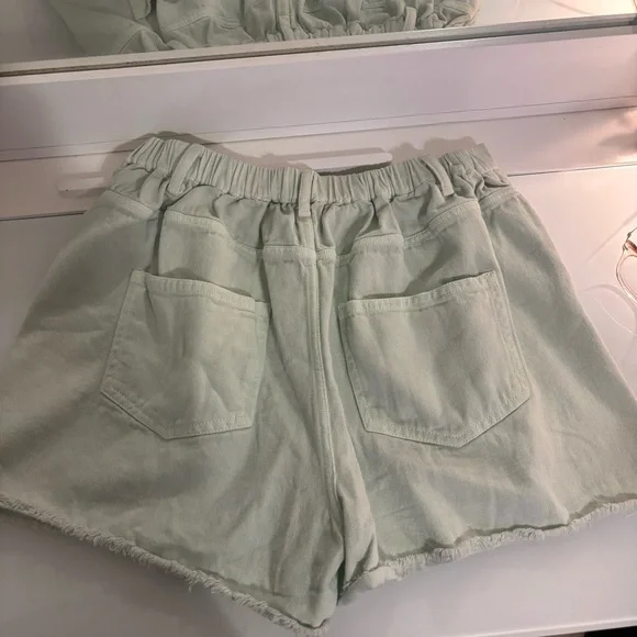 Vintage Rio Pastel green Jean Shorts Distressed Summer Style Rare - Picture 3 of 3